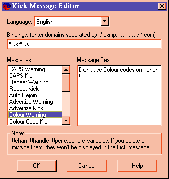 Kick Message Editor